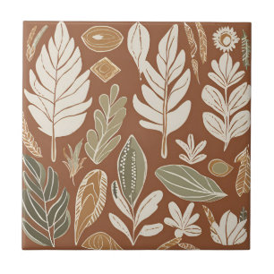 Terracotta Wildflower Rustic Boho Spring Decor Tile