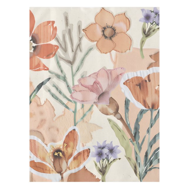 Terracotta Wildflower Rustic Boho Table Decor Tablecloth (Front)