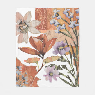 Terracotta Wildflower Rustic Boho Throw for Spring Fleece Blanket