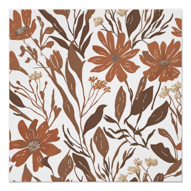 Terracotta Wildflower Rustic Boho Wall Art (Front)