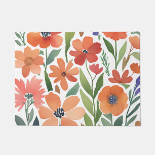 Terracotta Wildflower Rustic Entryway Decor Doormat