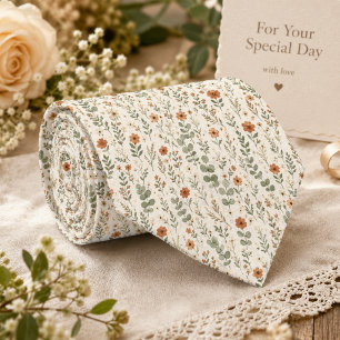 Terracotta Wildflower & Sage Green Eucalyptus Tie