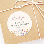 Terracotta Wildflower Thank You Bridal Shower Classic Round Sticker<br><div class="desc">Express gratitude with our Wildflower Thank You Bridal Shower In Bloom Classic Round Sticker. These charming stickers feature a delightful wildflower design, infusing a touch of natural beauty into your bridal shower thank-you notes or favours. The classic round shape adds versatility, making them perfect for various uses, from sealing envelopes...</div>