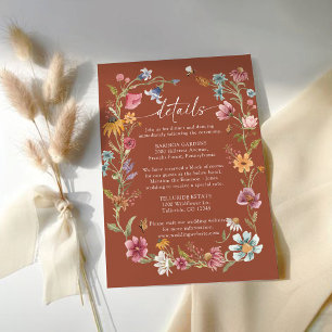 Terracotta Wildflower Wedding Enclosure Card