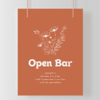 Terracotta Wildflower Wedding Open Bar Sign