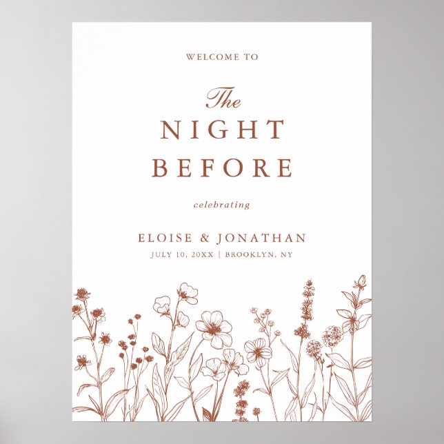 Terracotta Wildflower Welcome to the Night Before Poster (Front)