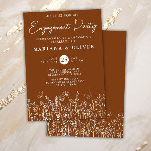 Terracotta Wildflowers Engagement Party Invitation