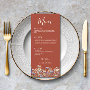 Terracotta Wildflowers Formal Elegant Wedding Menu