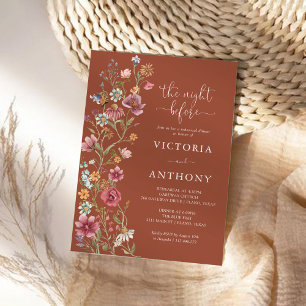 Terracotta Wildflowers Rehearsal Dinner Invitation