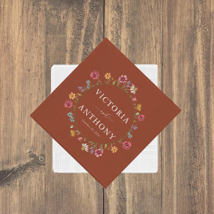 Terracotta Wildflowers Wedding Napkins