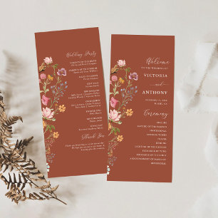 Terracotta Wildflowers Wedding Program Programme