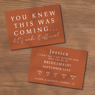 Terracotta Will You Be My Bridesmaid Proposal Card