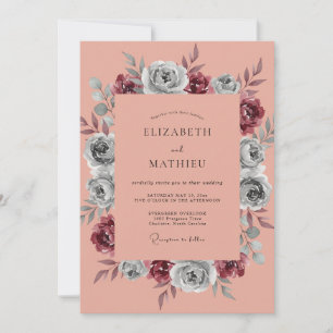 Terracotta Wine Leafy Wedding Invitation