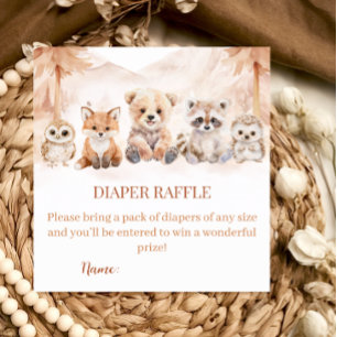 Terracotta Woodland Diaper Raffle Baby Shower Enclosure Card