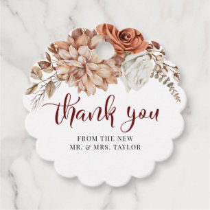 Terracottal Autumn Fall Floral Thank You Favour Tags