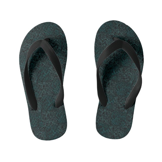 Terrain Pattern Green 01bx4.Black Kid's Jandals (Footbed)