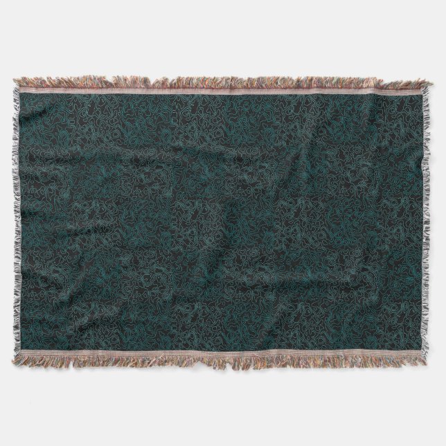 Terrain Pattern Green 01bx4.Black Throw Blanket (Front)