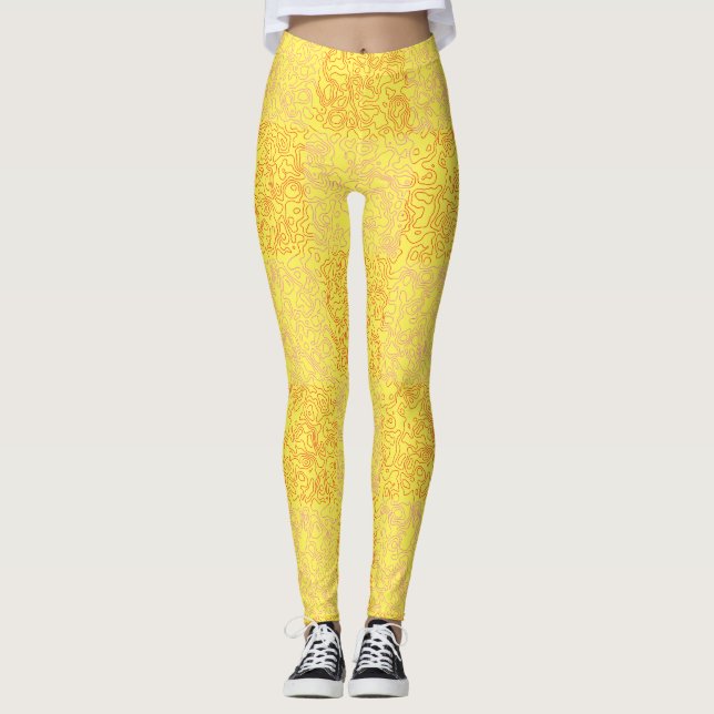 Terrain Pattern Red 01x4B Black BG Leggings (Front)