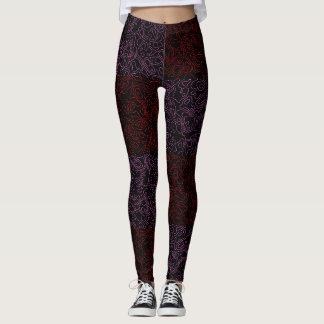 Terrain Pattern Red 01x4B Black BG Leggings