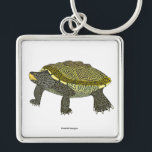 Terrapin (white) - Square Premium Keychain<br><div class="desc">Presenting a captivating digital illustration of a Diamondback Terrapin,  featuring its distinctive yellow and black striped shell. Created with Procreate,  this piece celebrates the beauty of wildlife.

Drawn for: M</div>