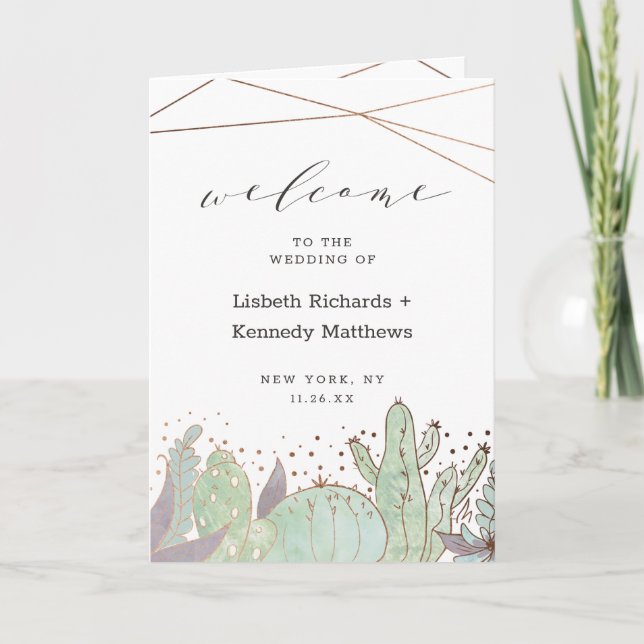 Terrarium Cactus & Succulents Wedding Ceremony Programme (Front)