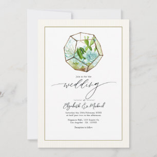 Terrarium Garden Wedding Photo and QR Code Invitation