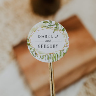 Terrarium Green Botanical Wedding Classic Round Sticker