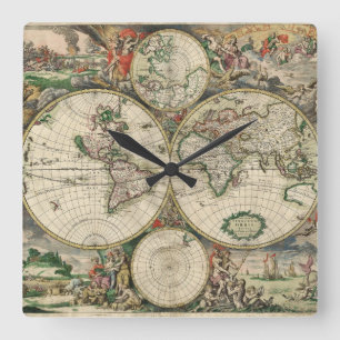 Terrarum Orbis Tabula Square Wall Clock