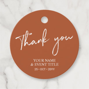 Terratta Brush Script Fall Party Thank you Favour Tags