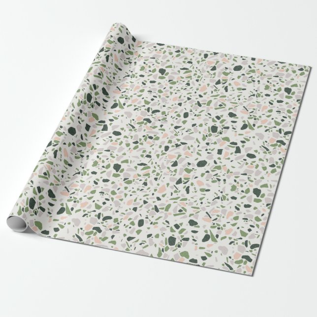 Terrazzo abstract, cute print design wrapping paper (Unrolled)
