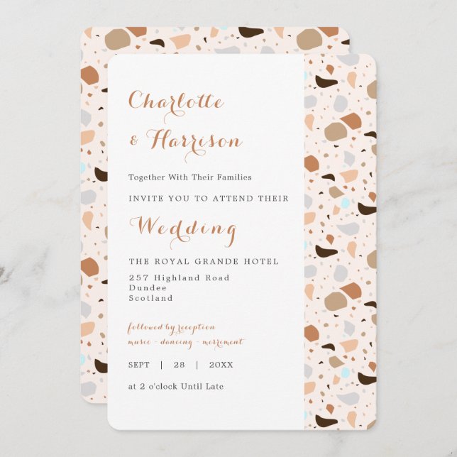 Terrazzo Abstract Modern Earthy Wedding Invitation (Front/Back)