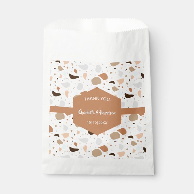 Terrazzo Abstract Modern Wedding Favour Bags (Front)