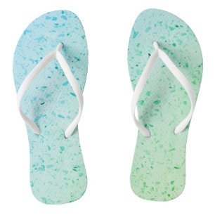 Terrazzo Beach Pebbles Texture Blue Flip Flops