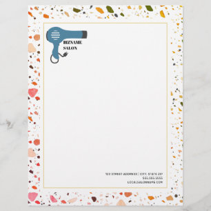 Terrazzo Blow Dryer Hair Salon Beauty Business Custom Letterhead