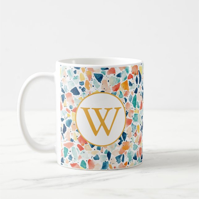 Terrazzo Coffee Mug - Colourful Initial Design (Left)