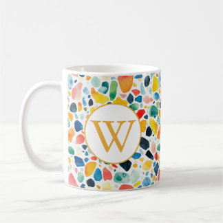 Terrazzo Coffee Mug - Colourful Monogram Design