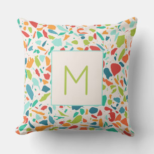 Terrazzo Colourful Architectural Initial Designer Cushion