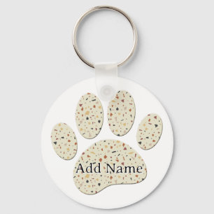 Terrazzo Dog Pawprint Pattern Art Key Ring