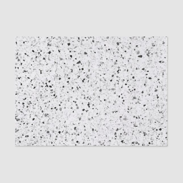 Terrazzo Elegant Black And White Grey Retro Tissue Paper (Front)
