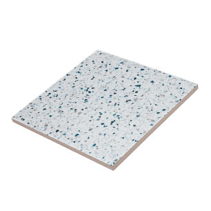 Terrazzo Elegant Teal Blue Green White Grey Retro Tile