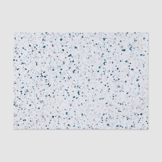 Terrazzo Elegant Teal Blue Green White Grey Retro Tissue Paper (Front)