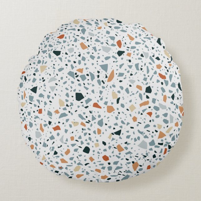 Terrazzo floor marble seamless hand crafted patter round cushion (Front)