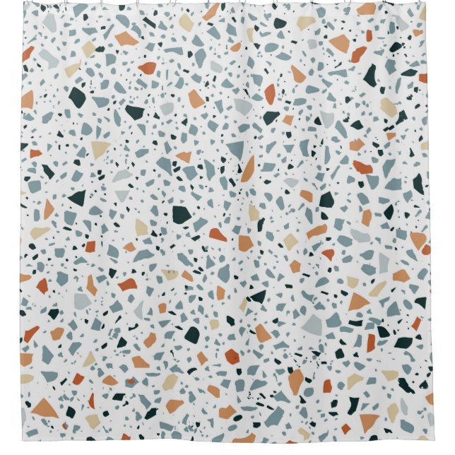 Terrazzo floor marble seamless hand crafted patter shower curtain (Front)
