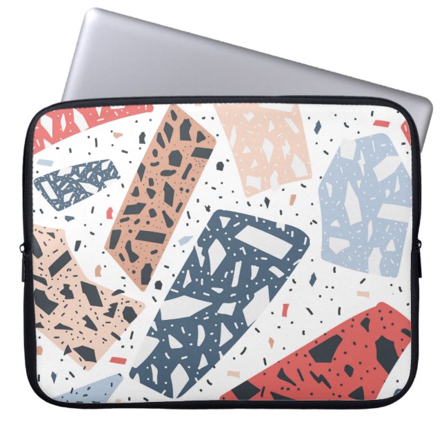 Terrazzo floor marble seamless hand drawn pattern  laptop sleeve (Front)