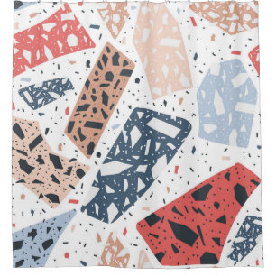 Terrazzo floor marble seamless hand drawn pattern shower curtain