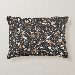 Terrazzo flooring seamless pattern in dark colors. decorative cushion