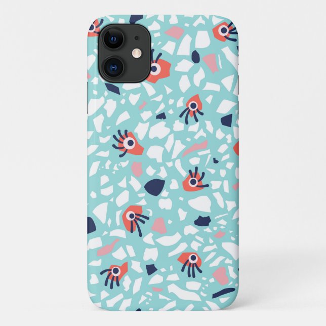 Terrazzo Funny Geometric Pattern With Eyes Case-Mate iPhone Case (Back)