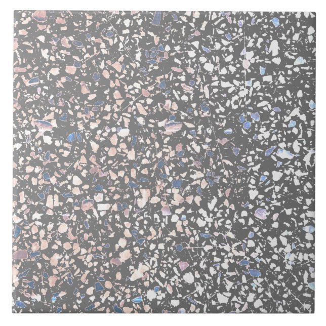 Terrazzo Grey Blue Pastel Minimal Modern Stone Tile (Front)