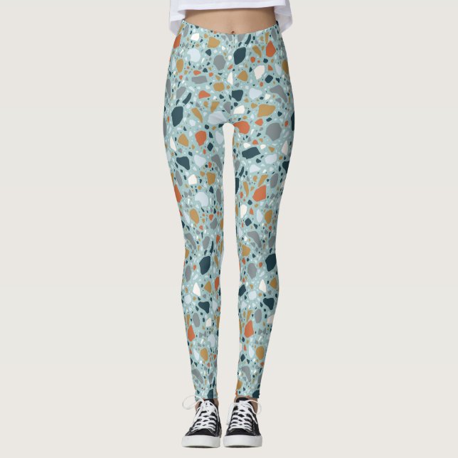 Terrazzo In Blue Leggings (Front)