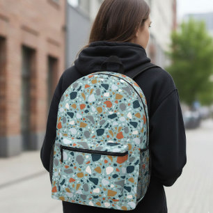 Terrazzo In Blue Printed Backpack